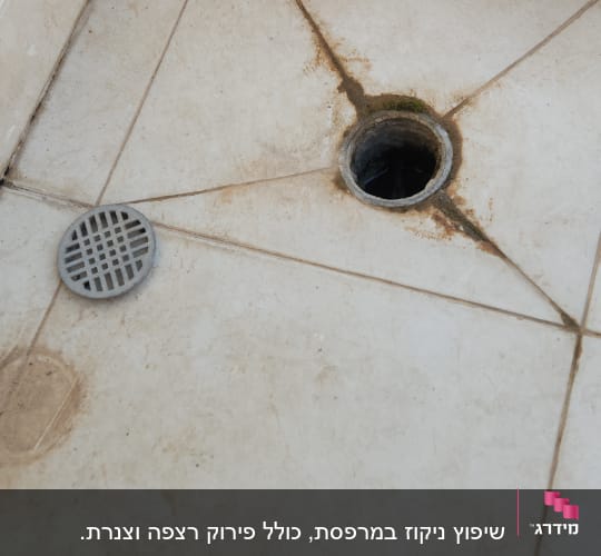 רצפה עם חור ניקוז ושיפועים
